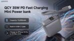 QCY 35W PD Fast Charging Mini Power Bank 10000mAh with Built-in USB-C Cable & Digital Display - Image 2