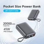 QCY 45W Portable Power Bank – 20000mAh Fast Charging with Built-in USB-C Cable & Smart Display - Image 4